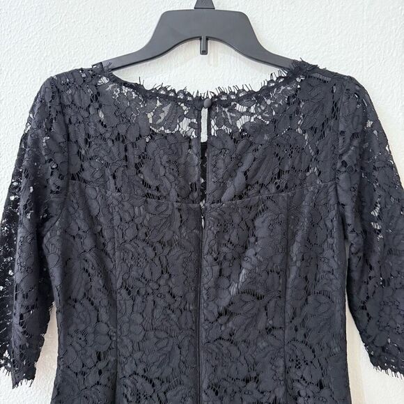 Eliza J Women's 6 Black Lace Outlay Tulip Mini Dress 3/4 Sleeves Sheer - Picture 9 of 16